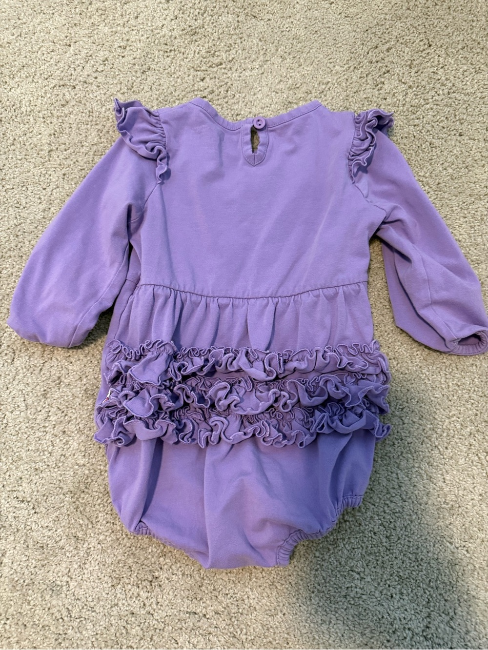 Ruffle Butts Lavender Long-Sleeve Ruffle One-Piece - Picture 3 of 3